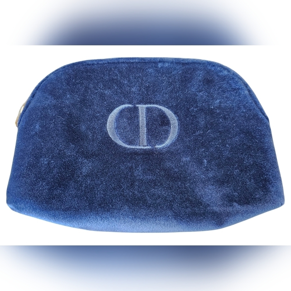 Christian Dior Blue Velvet Cosmetic Pouch With Logo And Sample Parfum, New!